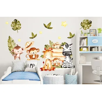 Samolepící dekorace Nálepka na zeď pro děti dobrodružství na safari 100 x 200 cm