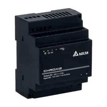 spínaný zdroj Delta Electronics Spínaný Napájecí zdroj na lištu DIN, výstup: 24V dc, 2.5A, vstupní: 90 → 264 V ac / 125