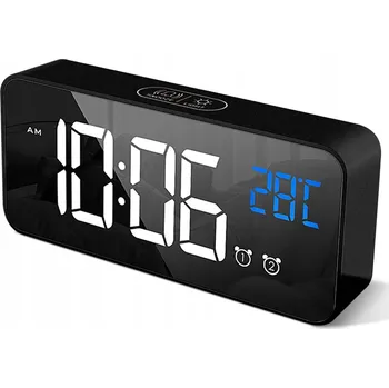 Budík LED budík HOMVILLA 8808 černý, duální alarm, odložené buzení, teplota