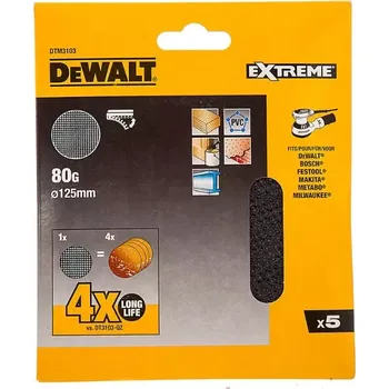 Brusný papír DEWALT Brusná mřížka 80zr/125mm/5ks DTM 3103