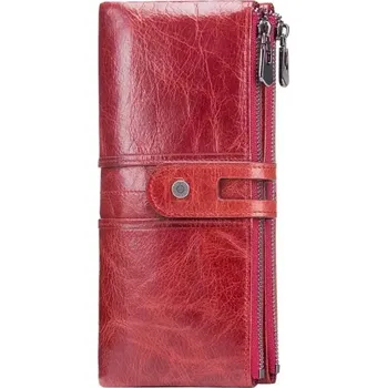 Peněženka Contacts® dámská dlouhá kožená peněženka Gentile Červená