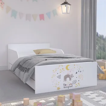 Dětská postel Kvalitní dětská postel s kočičkou a hvězdami 180 x 90 cm