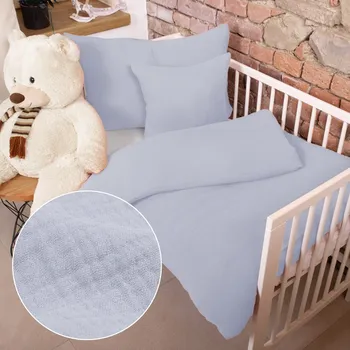 Povlečení Dětské mušelínové povlečení do postýlky Nature MSN-027 Světle modrošedé Do postýlky 90x140 a 50x70 cm