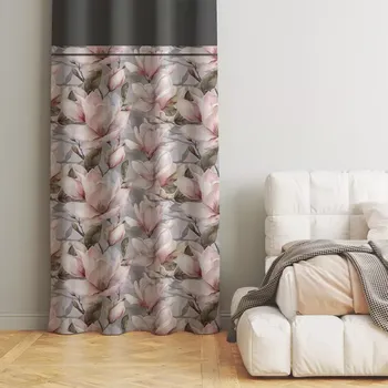 Sprchový závěs Dekorativní závěs šedý s jemným vzorem pivoňky Šířka: 160 cm | Délka: 250 cm