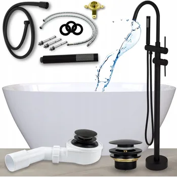 Vana VANA VOLNĚ STOJÍCÍ WANNA 165 s BATERIÍ, SIFONEM KLIK KLAK a ČERNOU SADOU 10v1