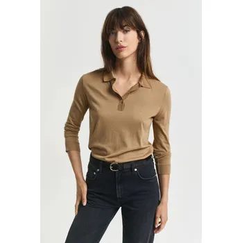 Dámská košile POLOKOŠILE GANT REG SEAMLESS BUTTON LS POLO WARM KHAKI