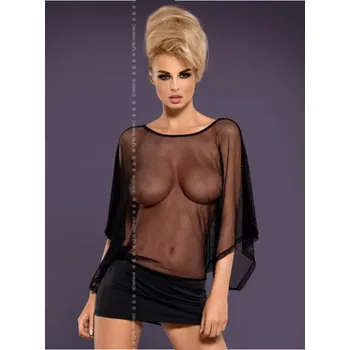 Dámská erotická košilka Košilka Punker dress - Obsessive Barva: černá, Velikost: S/M