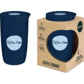 Coffee Format Termohrnek, modrý s potiskem a nápisem 350 ml