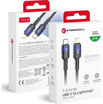 Datový kabel F-ENERGY C356 kabel Type C to Lightning PD 3A 27W Gradient 1 m černý