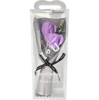 umělá květina STABILIZOVANÁ RŮŽE KYTICE FIALOVÁ RŮŽE V KRABIČCE DÁREK FLOWER BOX 24 CM