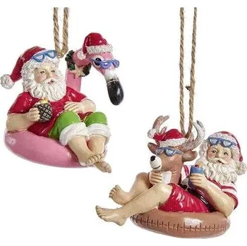 Vánoční dekorace KURT ADLER Vánoční ozdoba - Santa na kruhu, 1 ks