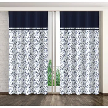 Závěs Závěs s potiskem modrých polních květin a tmavě modrým lemem Šířka: 160 cm | Délka: 270 cm