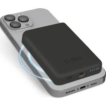 Bezdrátová powerbanka SBS TEBB5000MAG1CK 5000 mAh USB-C, kompatibilní s MagSafe - černá