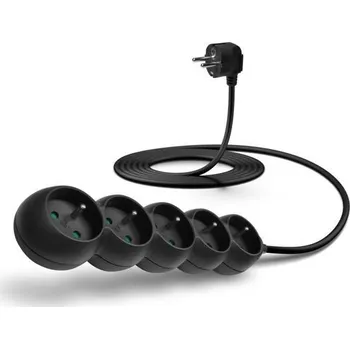 Počítač CONNECT IT prodlužovací kabel 230 V, 5 zásuvek, 3 m, bez vypínače (černý)