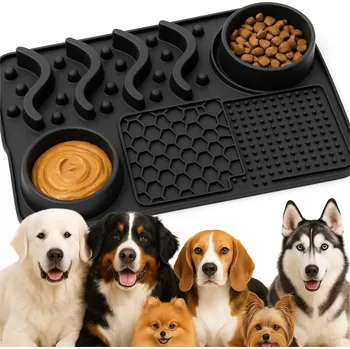 Miska pro psa MULTIFUNKČNÍ MISKA PRO PSA NA KRMIVO A VODU S LÍZACÍ PODLOŽKOU, SILIKONOVÁ