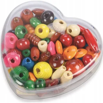 Dětské navlékací korálky Kreativní Hračka Dřevěné korálky v srdci Lena ZL-32043