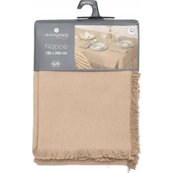 ubrus BAVLNĚNÝ BÉŽOVÝ UBRUS S TŘÁSNĚMI 150 X 250 CM DO INTERIÉRU