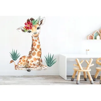 Samolepící dekorace Dekorační nálepka na zeď roztomilá žirafa 100 x 70 cm