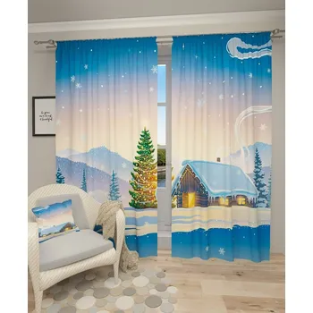 Závěs Stínící závěs se zimní krajinou