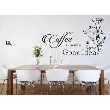 Samolepící dekorace Nálepka na stěnu do kuchyně s textem Coffee is always a good idea 50 x 100 cm