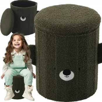 Taburet Roztomilý dětský skládací puf s úložným prostorem zelená