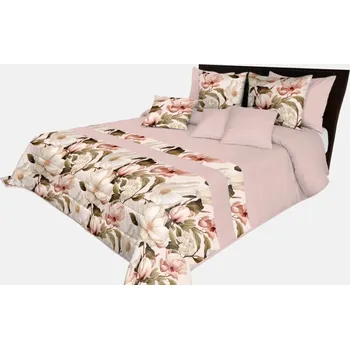 Přehoz na lůžko Přehoz v pudrově růžové barvě s jemným vzorem pivoňky Šířka: 240 cm | Délka: 260 cm