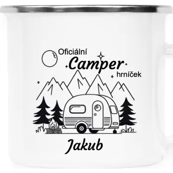 Plecháček - nerezový lem s potiskem Camper se jménem
