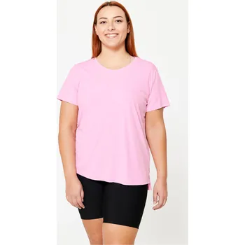 DOMYOS Dámské fitness tričko s krátkým rukávem větší velikost 4XL RŮŽOVÁ