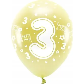 Balónek Balónky Eco 33 cm, Číslice '' 3 '', světle zlaté, 6 ks