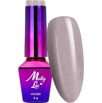 Přípravek na nehty Hybridní lak na nehty MOLLYLAC 5g Macarons Grey Poppy s třpytkami Č. 478