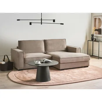 Pohovka Rohová pohovka taupe polyesterové čalounění levostranná 2místná ve tvaru L s polštáři moderní styl obývací pokoj Beliani
