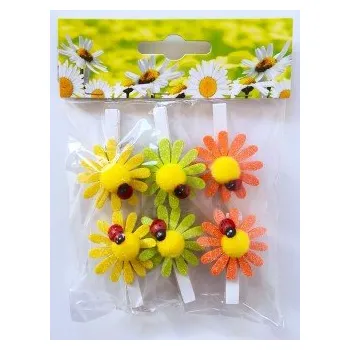 Party dekorace Kolíčky s květinou 6 ks