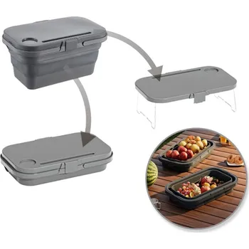 Piknikový koš Skládací piknikový koš 3v1 Šedá