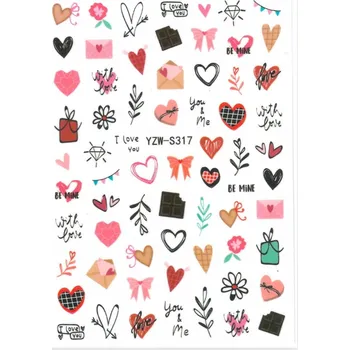 Samolepky na Zdobení Nehtů Samolepící Tenké Valentýnské YZW-S317