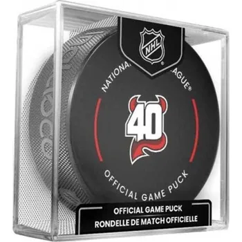 Puk Fanouškovský hokejový puk INGLASCO NEW JERSEY DEVILS GAME ANNIVERSARY UNI Černá, Červená, Bílá