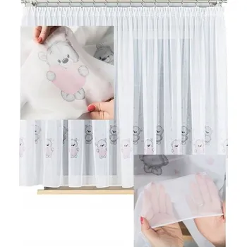 Záclona Záclony Záclona Voál Medvídci Všitá Řasící Páska š. 320x150