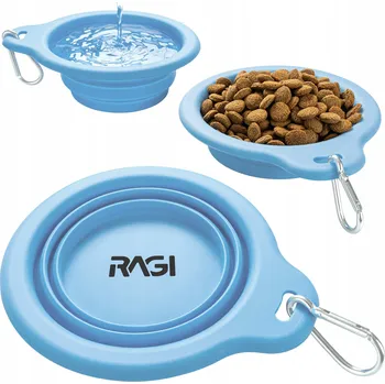 Miska pro psa Skládací (cestovní) silikonová láhev Ragi modrá 0,65 l