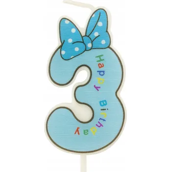 Dortová svíčka Svíčka pro děti číslo "3" modrá