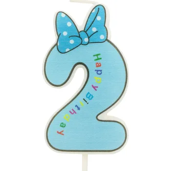 Dortová svíčka Svíčka pro děti číslo "2" modrá