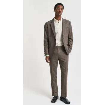 Pánské kalhoty KALHOTY GANT FLANNEL HERRINGBONE SUIT PANTS DEEP BROWN