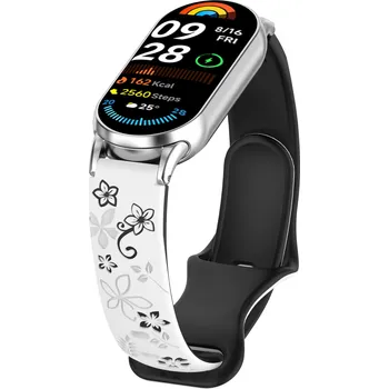 Chytré hodinky Dvojbarevný gravírovaný řemínek Mi Band 8/9/10 Barva: Bílo-Černý