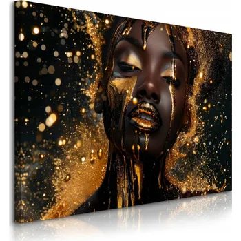 Obraz OBRAZ DO LOŽNICE ABSTRAKCE ŽENSKÝ PORTÉT GLAMOUR ZLATÁ 70x50