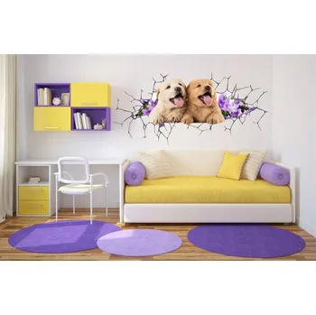 Samolepící dekorace Originální nálepka na zeď se pejsky 50 x 100 cm
