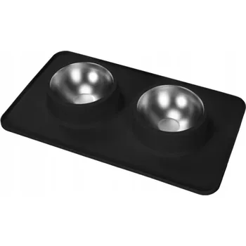 Miska pro psa Kovová miska pro psa nebo kočku s praktickou silikonovou podložkou - různé barvy Černá