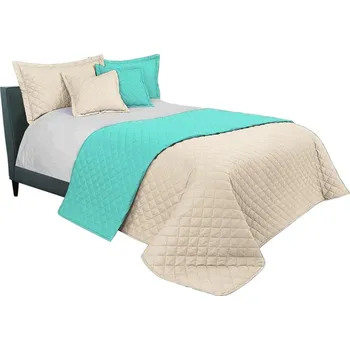 Přehoz na lůžko Mentolově béžový přehoz na manželskou postel 200 x 220 cm