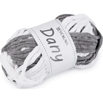 Pletací žinylková příze Dany 100 g, barva 4 šedá