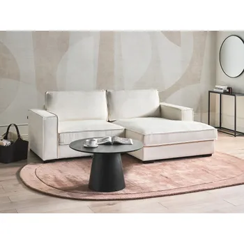 Pohovka Rohová pohovka světle béžová buklé čalounění levostranná 2místná ve tvaru L s polštáři moderní styl obývací pokoj Beliani