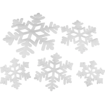 Vánoční dekorace Pěnové vločky, sada 5 ks mix velikostí, barva 2 bílá