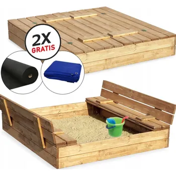 Pískoviště Zavíratelné pískoviště s lavičkami 120 x 120 cm