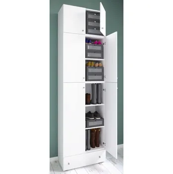 Botník VCM Botník Lona XXL s otočnými dvířky s nástavcem a zásuvkou, bílý 486497